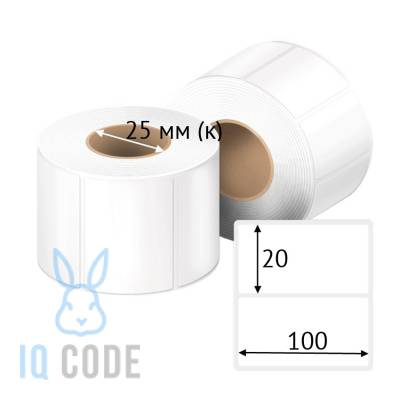 Термоэтикетка ЭКО 100х20 (рядов 1 по 100 шт)  в рулоне, втулка 25 мм (к) IQ code