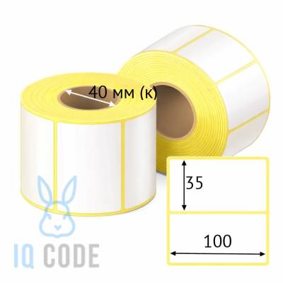 Термоэтикетка ЭКО 100х35, втулка 40 мм (к) (рядов 1 по 850 шт)  IQ code	