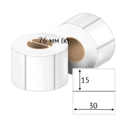 Этикетка самоклеящаяся с печатью 30х15 (рядов 1 по 4 000 шт) Прозрачный полипропилен в рулоне, втулка 76 мм (к) IQ code + Черная метка