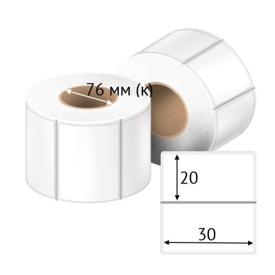 Этикетка самоклеящаяся с печатью 30х20 (рядов 1 по 2 000 шт) Прозрачный полипропилен в рулоне, втулка 76 мм (к) IQ code + Черная метка