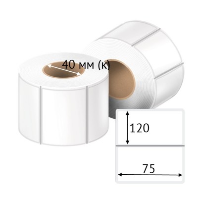 Полипропиленовая этикетка 75х120 прозрачная, втулка 40 мм (к) (рядов 1 по 400 шт) + Черная метка IQ code	