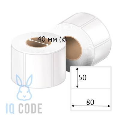 Полипропиленовая этикетка 80х50 прозрачная, втулка 40 мм (к) (рядов 1 по 500 шт)  IQ code	