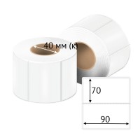 Этикетка самоклеящаяся 90х70 (рядов 1 по 500 шт) Полипропилен белый + Перфорация 2 мм рез 1 мм пробел в рулоне, втулка 40 мм (к) IQ code