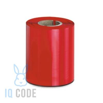 Риббон (красящая лента) Wax цветной 64	мм х 74 м Out красный, втулка 0.5 дюйма (110мм ширина) IQ code