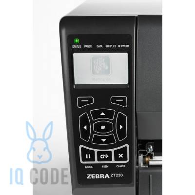 Принтер этикеток Zebra ZT230 термотрансферный 203 dpi, LCD, USB, RS-232, отделитель, внутренний намотчик, ZT23042-T3E000FZ