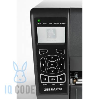 Принтер этикеток Zebra ZT230 термотрансферный 300, LCD, USB, RS-232, отрезчик, ZT23043-T2E000FZ