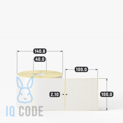 Термотрансферная этикетка 100х100 (рядов 1 по 1 000 шт) Полуглянец в рулоне, втулка 40 мм (к) IQ code