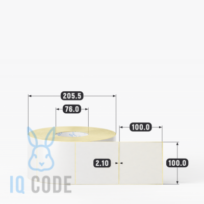 Термотрансферная этикетка 100х100 полуглянцевая, втулка 76 мм (к) (рядов 1 по 2000 шт)  IQ code	