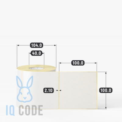 Термотрансферная этикетка 100х100 полуглянцевая, втулка 40 мм (к) (рядов 1 по 500 шт)  IQ code	