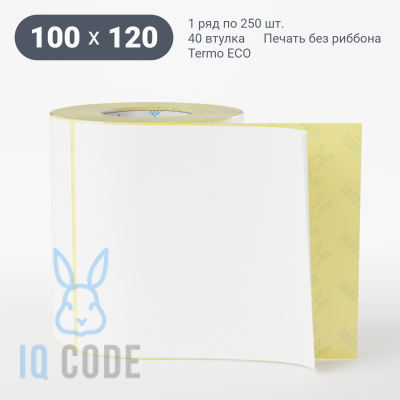 Термоэтикетка ЭКО 100х120, втулка 40 мм (к) (рядов 1 по 250 шт)  IQ code	