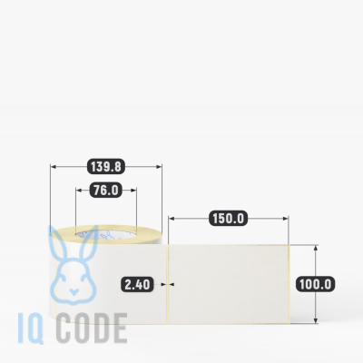 Термотрансферная этикетка 100х150 полуглянцевая, втулка 76 мм (к) (рядов 1 по 500 шт)  IQ code	