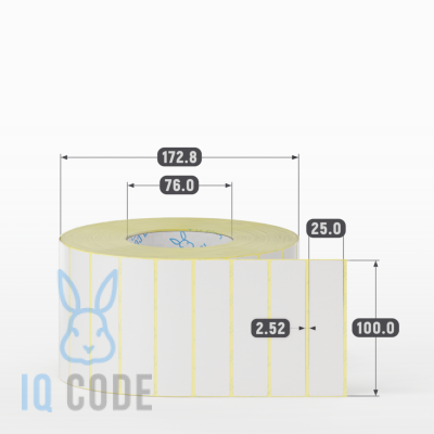 Термотрансферная этикетка 100х25 полуглянцевая, втулка 76 мм (к) (рядов 1 по 5000 шт)  IQ code	