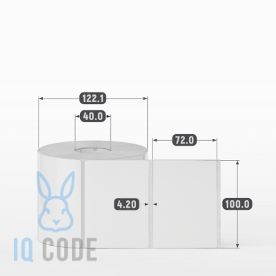 Полипропиленовая этикетка 100х72 съемный клей, втулка 40 мм (к) (рядов 1 по 1000 шт)  IQ code	