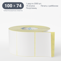 Термотрансферная этикетка 100х74 (рядов 1 по 2 000 шт) Полуглянец в рулоне, втулка 76 мм (к) IQ code