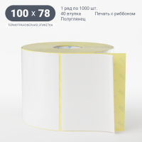 Термотрансферная этикетка 100х78 (рядов 1 по 1 000 шт) Полуглянец в рулоне, втулка 40 мм (к) IQ code