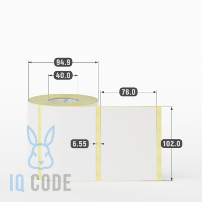 Термоэтикетка ЭКО 102х76, втулка 40 мм (к) (рядов 1 по 500 шт)  IQ code	