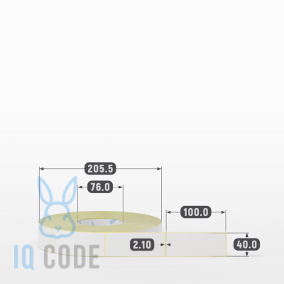 Термотрансферная этикетка 40х100 полуглянцевая, втулка 76 мм (к) (рядов 1 по 2000 шт)  IQ code	