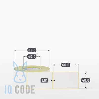 Термоэтикетка ЭКО 40х60, втулка 40 мм (к) (рядов 1 по 500 шт)  IQ code	