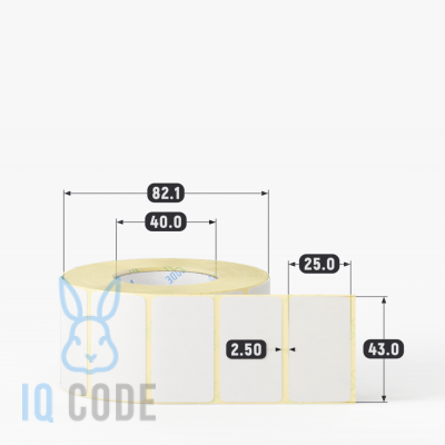 Термоэтикетка ЭКО съемный клей 43х25, втулка 40 мм (к) (рядов 1 по 1000 шт)  IQ code	