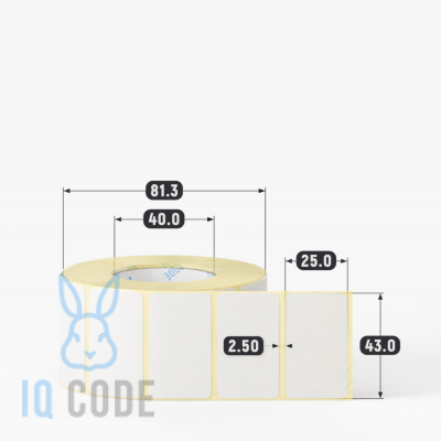 Термоэтикетка ЭКО 43х25, втулка 40 мм (к) (рядов 1 по 1000 шт)  IQ code	