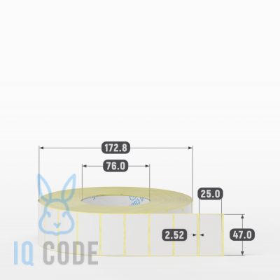 Термотрансферная этикетка 47х25 полуглянцевая, втулка 76 мм (к) (рядов 1 по 5000 шт)  IQ code	
