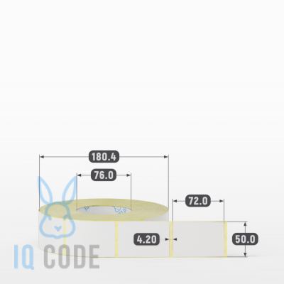 Термотрансферная этикетка 50х72 полуглянцевая, втулка 76 мм (к) (рядов 1 по 2000 шт)  IQ code	
