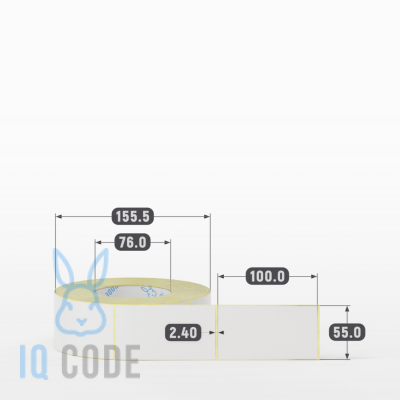 Термотрансферная этикетка 55х100 полуглянцевая, втулка 76 мм (к) (рядов 1 по 1000 шт)  IQ code	