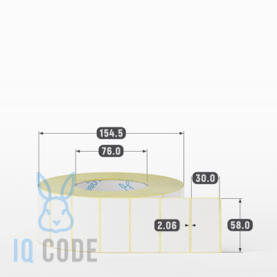 Термоэтикетка ЭКО съемный клей 58х30, втулка 76 мм (к) (рядов 1 по 3000 шт)  IQ code	