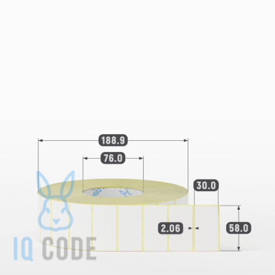 Термоэтикетка ЭКО съемный клей 58х30, втулка 76 мм (к) (рядов 1 по 5000 шт)  IQ code	