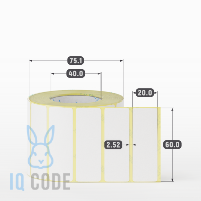Термоэтикетка ТОП 60х20, втулка 40 мм (к) (рядов 1 по 1000 шт)  IQ code	
