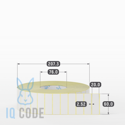 Термотрансферная этикетка 60х20 (рядов 1 по 10 000 шт) Полуглянец в рулоне, втулка 76 мм (к) IQ code