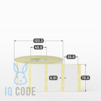 Термоэтикетка ЭКО 70х35, втулка 40 мм (к) (рядов 1 по 2000 шт) IQ code Термоэтикетка ЭКО 70х35, втулка 40 мм (к) (рядов 1 по 2000 шт) IQ code