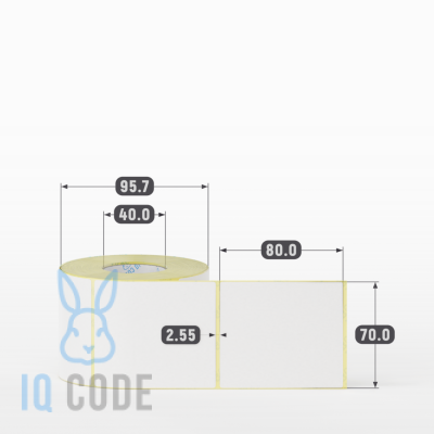 Термоэтикетка ЭКО 70х80, втулка 40 мм (к) (рядов 1 по 500 шт)  IQ code	