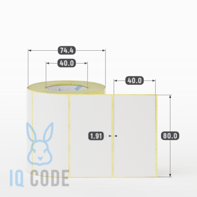 Термоэтикетка ЭКО 80х40, втулка 40 мм (к) (рядов 1 по 500 шт)  IQ code	