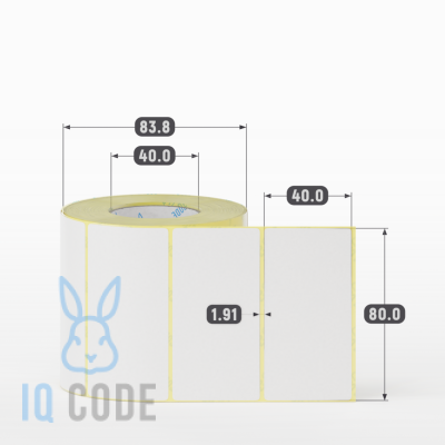 Термоэтикетка ЭКО 80х40, втулка 40 мм (к) (рядов 1 по 700 шт)  IQ code	