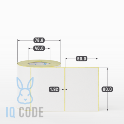Термоэтикетка ЭКО 80х60, втулка 40 мм (к) (рядов 1 по 400 шт)  IQ code	