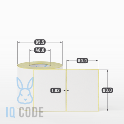 Термоэтикетка ЭКО 80х60, втулка 40 мм (к) (рядов 1 по 500 шт)  IQ code	