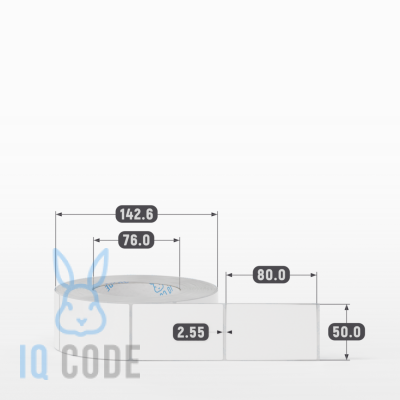 Полипропиленовая этикетка 50х80 белая, втулка 76 мм (к) (рядов 1 по 1000 шт)  IQ code	