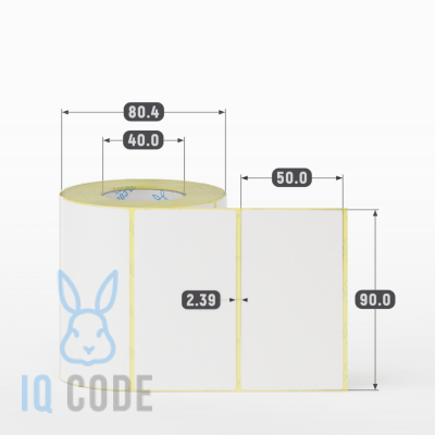Термоэтикетка ЭКО 90х50, втулка 40 мм (к) (рядов 1 по 500 шт)  IQ code	