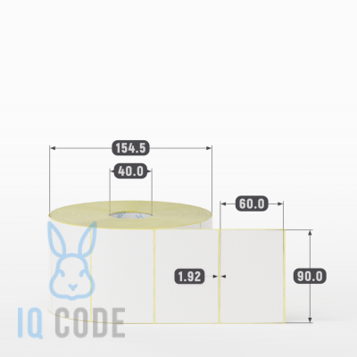 Термоэтикетка ЭКО 90х60, втулка 40 мм (к) (рядов 1 по 2000 шт)  IQ code	
