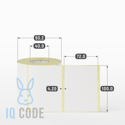 Термоэтикетка ЭКО съемный клей 100х72, втулка 40 мм (к) (рядов 1 по 500 шт)  IQ code	