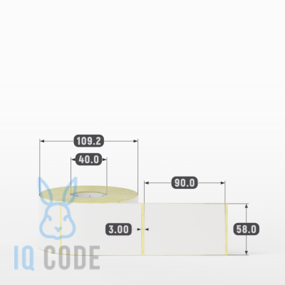 Термоэтикетка ТОП 58х90, втулка 40 мм (к) (рядов 1 по 600 шт)  IQ code	