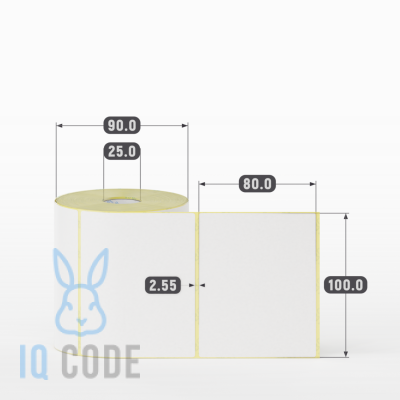 Термоэтикетка ЭКО 100х80, втулка 25 мм (к) (рядов 1 по 500 шт)  IQ code	