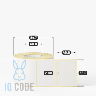 Термоэтикетка ЭКО съемный клей 58х40, втулка 40 мм (к) (рядов 1 по 700 шт)  IQ code	