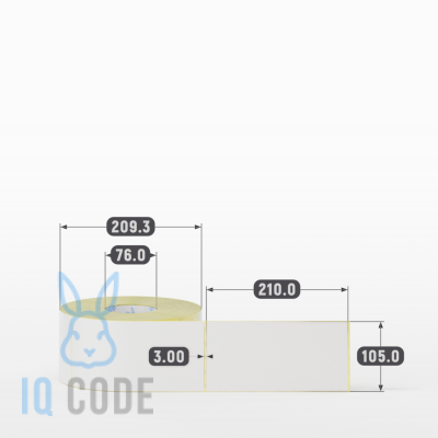 Термотрансферная этикетка 105х210 полуглянцевая, втулка 76 мм (к) (рядов 1 по 1000 шт)  IQ code	