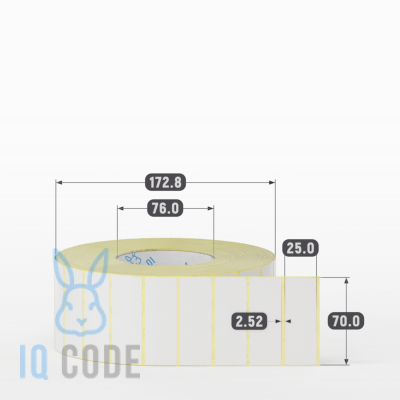 Термотрансферная этикетка 70х25 полуглянцевая, втулка 76 мм (к) (рядов 1 по 5000 шт)  IQ code	