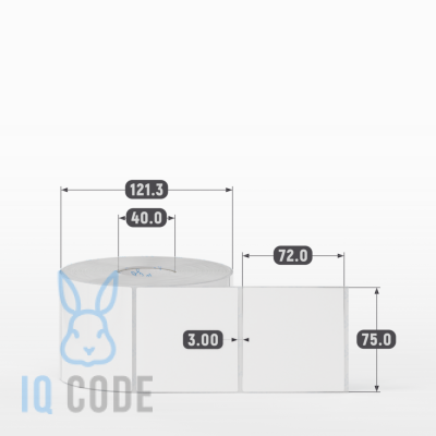 Полипропиленовая этикетка 75х72 белая, втулка 40 мм (к) (рядов 1 по 1000 шт)  IQ code	