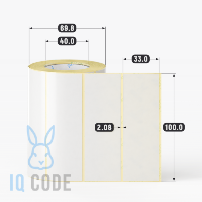 Термотрансферная этикетка 100х33 полуглянцевая, втулка 40 мм (к) (рядов 1 по 500 шт)  IQ code	