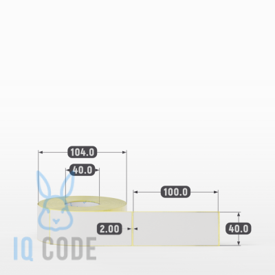 Термотрансферная этикетка  40х100 полуглянцевая, втулка 40 мм (к) (рядов 1 по 500 шт) IQ code	