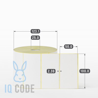 Термоэтикетка ЭКО съемный клей 100х50, втулка 25 мм (к) (рядов 1 по 1500 шт)  IQ code	